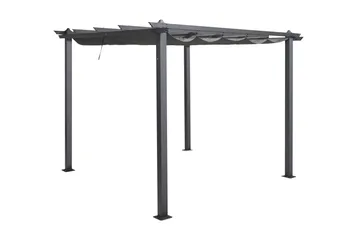 Porto Pergola 3x3 m i aluminium med tag til solafskærmning - Mørkegrå - Havemøbler - Solafskærmning - Pergola