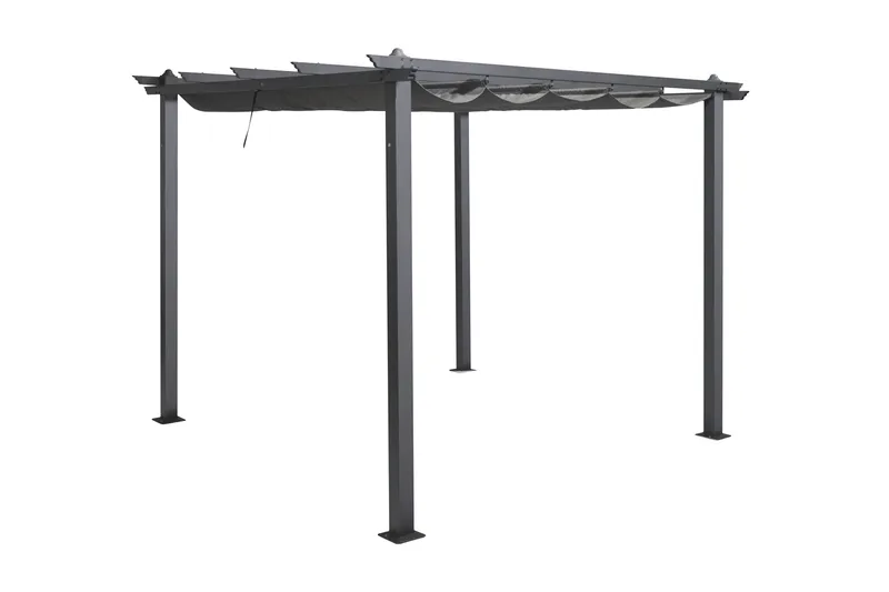Porto Pergola 3x3 m i aluminium med tag til solafskærmning - Mørkegrå - Havemøbler - Solafskærmning - Pergola