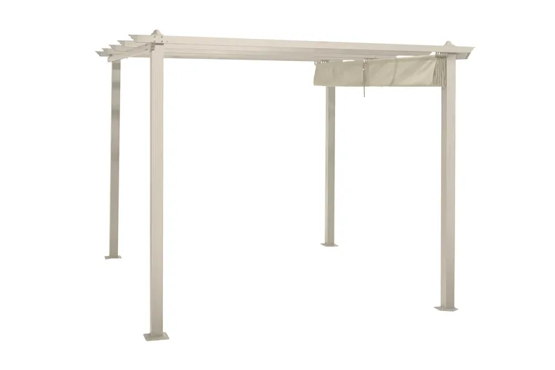 Porto Pergola 3x3 m i aluminium med tag til solafskærmning - Beige - Havemøbler - Solafskærmning - Pergola