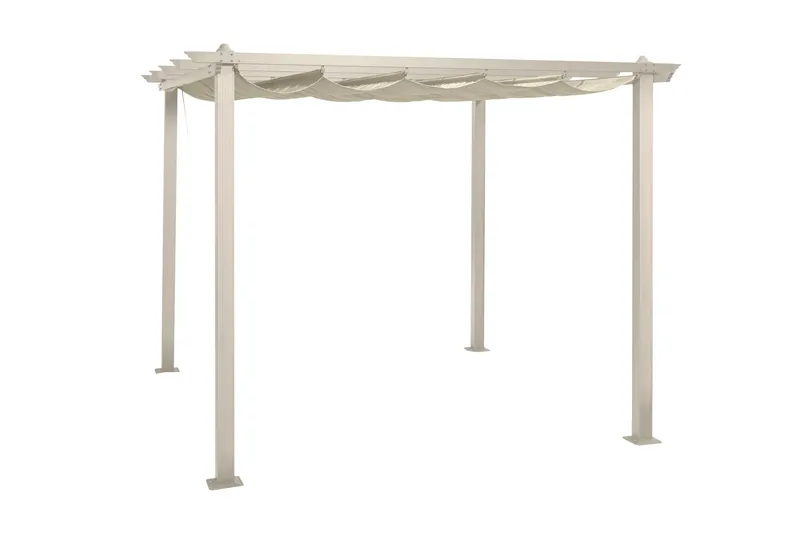 Porto Pergola 3x3 m i aluminium med tag til solafskærmning - Beige - Havemøbler - Solafskærmning - Pergola