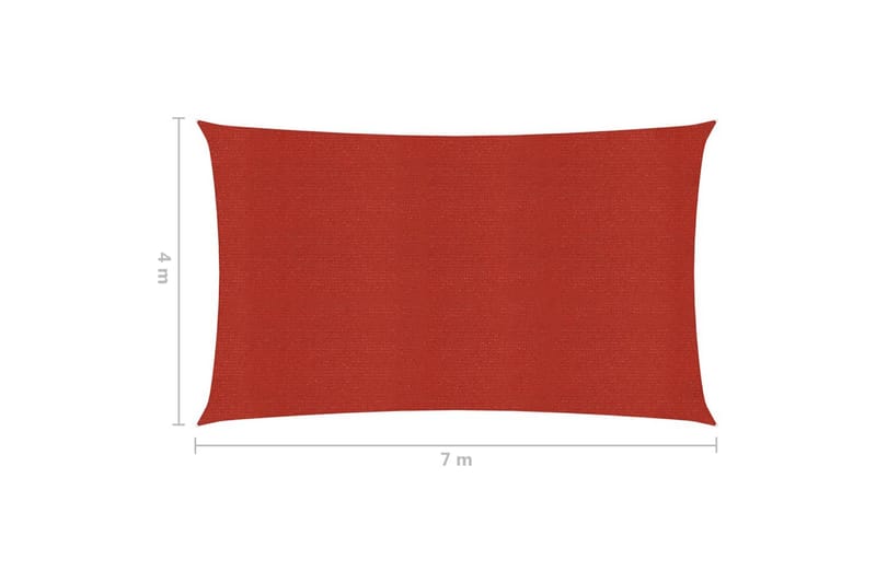 solsejl 160 g/m² 4x7 m HDPE rød - Rød - Havemøbler - Solafskærmning - Solsejl