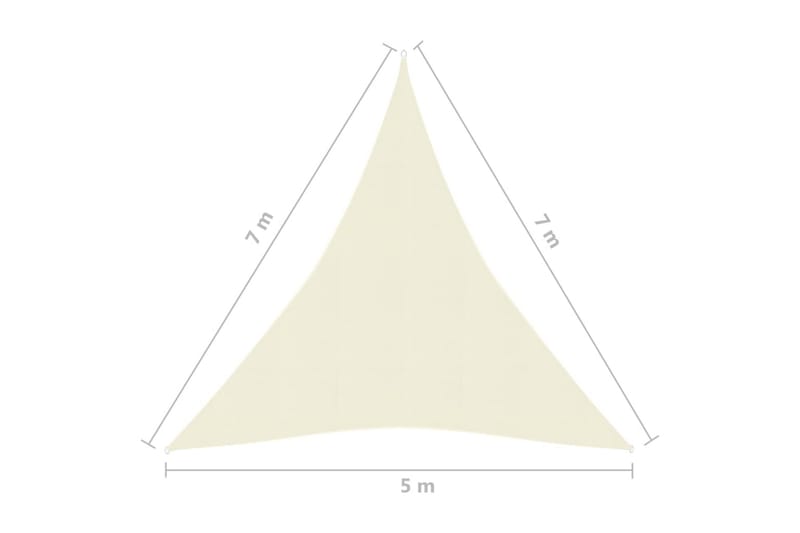 solsejl 160 g/m² 5x7x7 m HDPE cremefarvet - Creme - Havemøbler - Solafskærmning - Solsejl