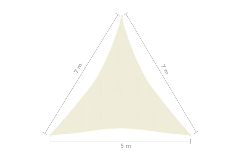 solsejl 160 g/m² 5x7x7 m HDPE cremefarvet - Creme - Solsejl