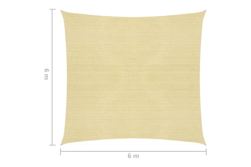 solsejl 160 g/m² 6x6 m HDPE beige - Beige - Solsejl