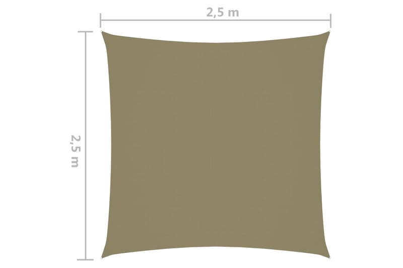 solsejl 2,5x2,5 m firkantet oxfordstof beige - Beige - Solsejl