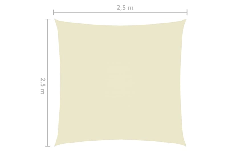 solsejl 2,5x2,5 m firkantet oxfordstof cremefarvet - Creme - Solsejl
