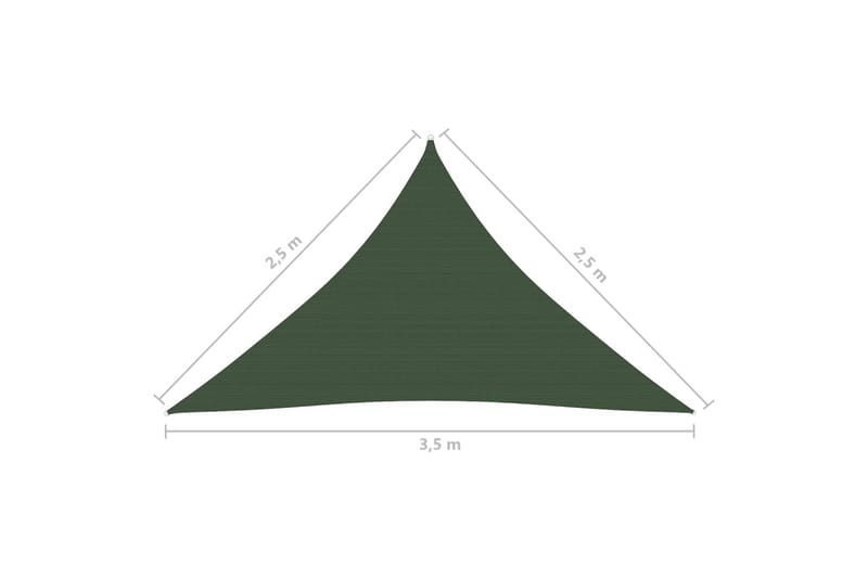 solsejl 2,5x2,5x3,5 m 160 g/m² HDPE mørkegrøn - Grøn - Havemøbler - Solafskærmning - Solsejl