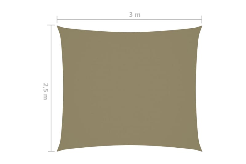 solsejl 2,5x3 m rektangulær oxfordstof beige - Beige - Solsejl