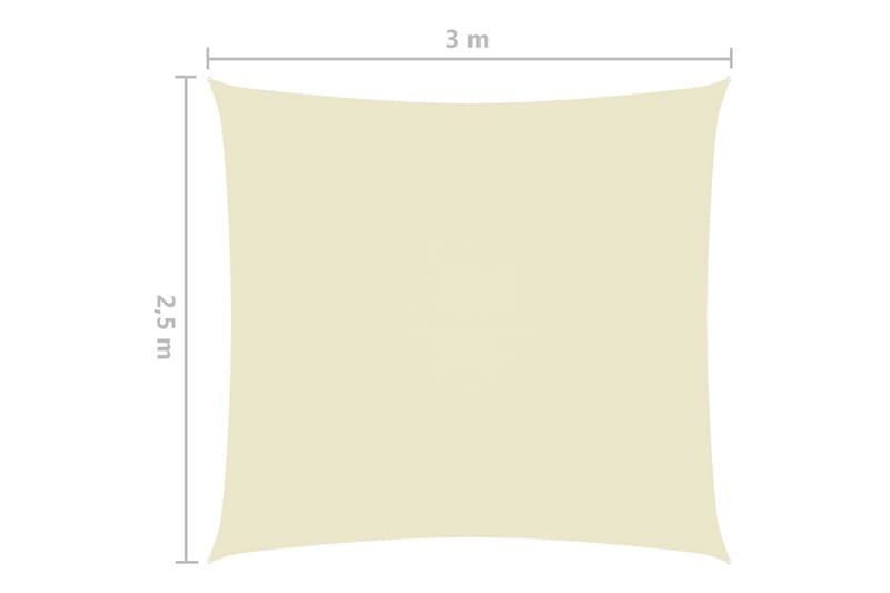 solsejl 2,5x3 m rektangulær oxfordstof cremefarvet - Creme - Solsejl