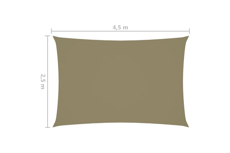 solsejl 2,5x4,5 m rektangulær oxfordstof beige - Beige - Solsejl