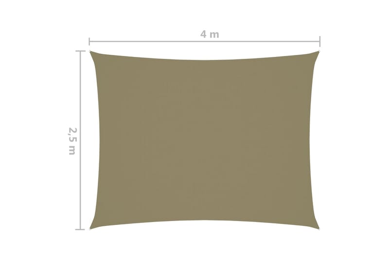 solsejl 2,5x4 m oxfordstof rektangulær beige - Beige - Solsejl