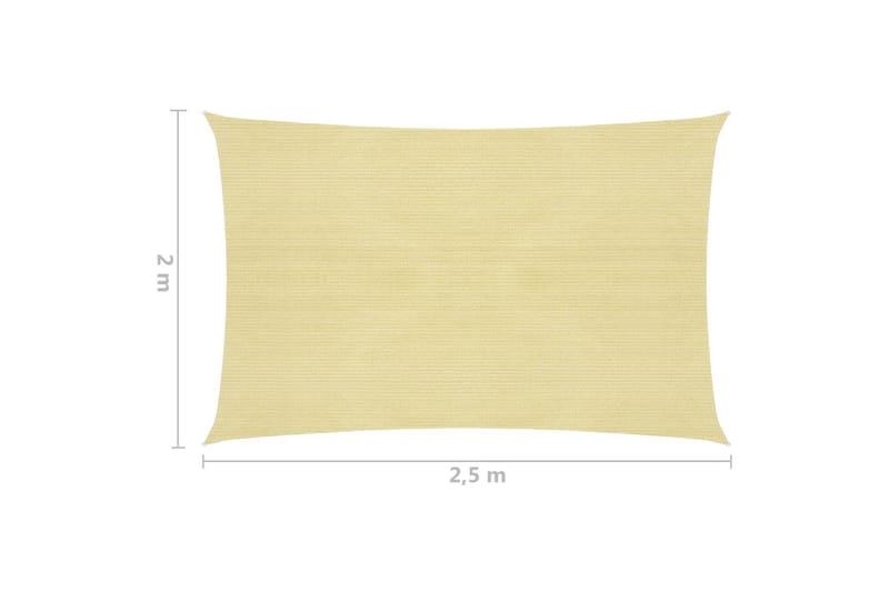 solsejl 2x2,5 m 160 g/m² HDPE beige - Beige - Solsejl