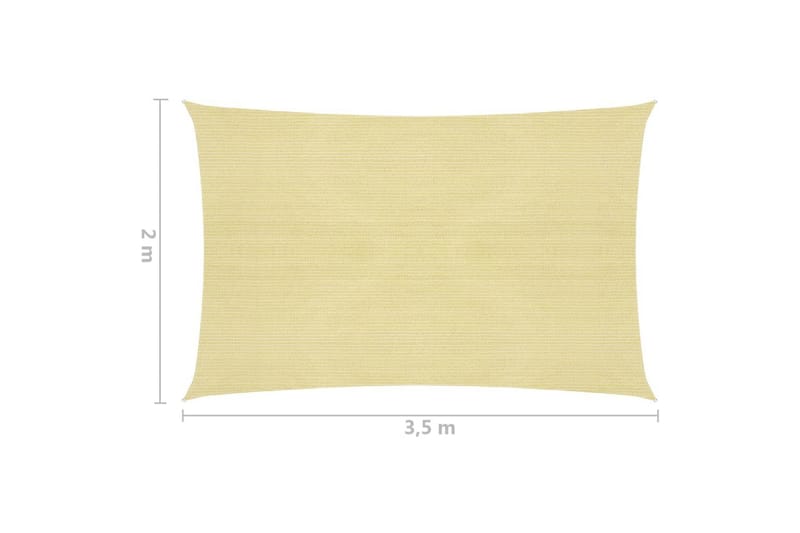 solsejl 2x3,5 m 160 g/m² HDPE beige - Beige - Solsejl