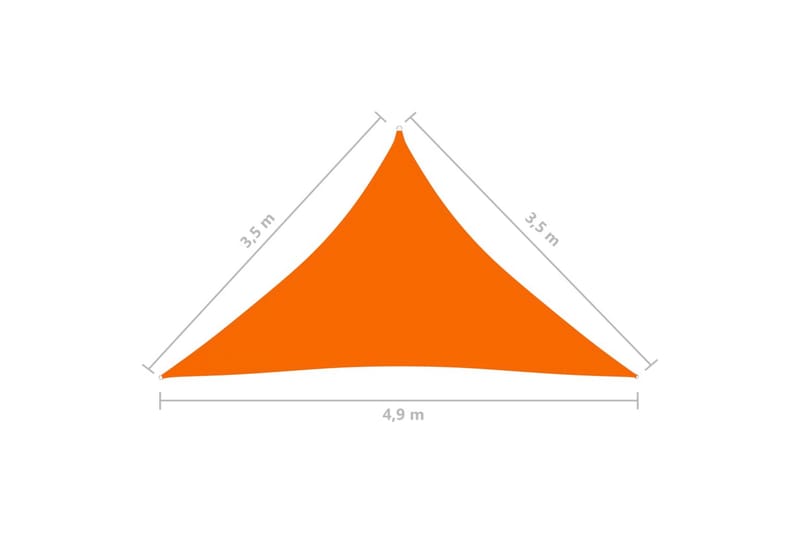 solsejl 3,5x3,5x4,9 m trekantet oxfordstof orange - Orange - Havemøbler - Solafskærmning - Solsejl