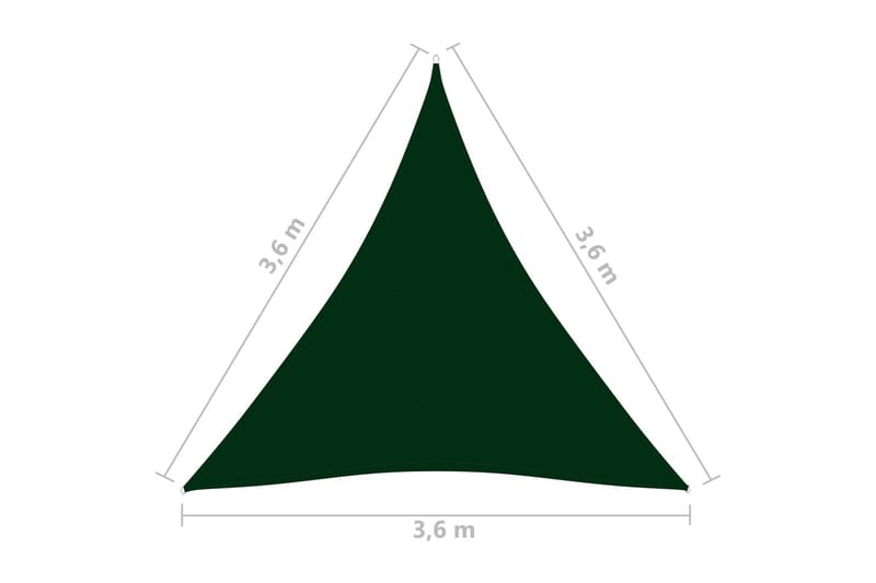 solsejl 3,6x3,6x3,6 m oxfordstof trekantet mørkegrøn - Grøn - Havemøbler - Solafskærmning - Solsejl
