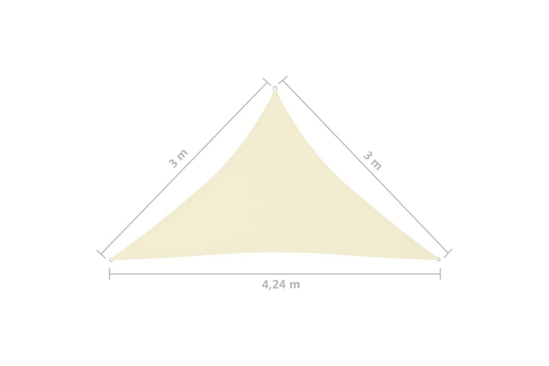 Solsejl 3x3x4,24 m Trekantet Oxfordstof Cremefarvet - Creme - Havemøbler - Solafskærmning - Solsejl