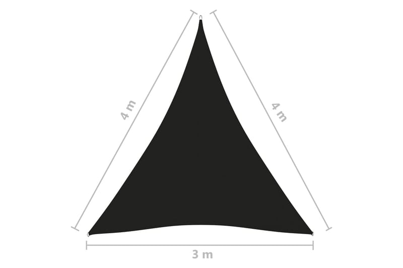solsejl 3x4x4 m trekantet oxfordstof sort - Sort - Solsejl