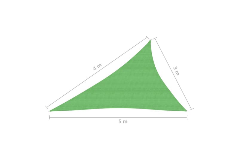 solsejl 3x4x5 m 160 g/m² HDPE lysegrøn - Grøn - Havemøbler - Solafskærmning - Solsejl