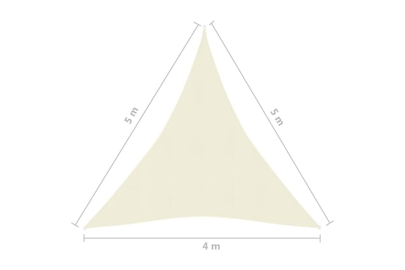 solsejl 4x5x5 m 160 g/m² HDPE cremefarvet - Creme - Solsejl