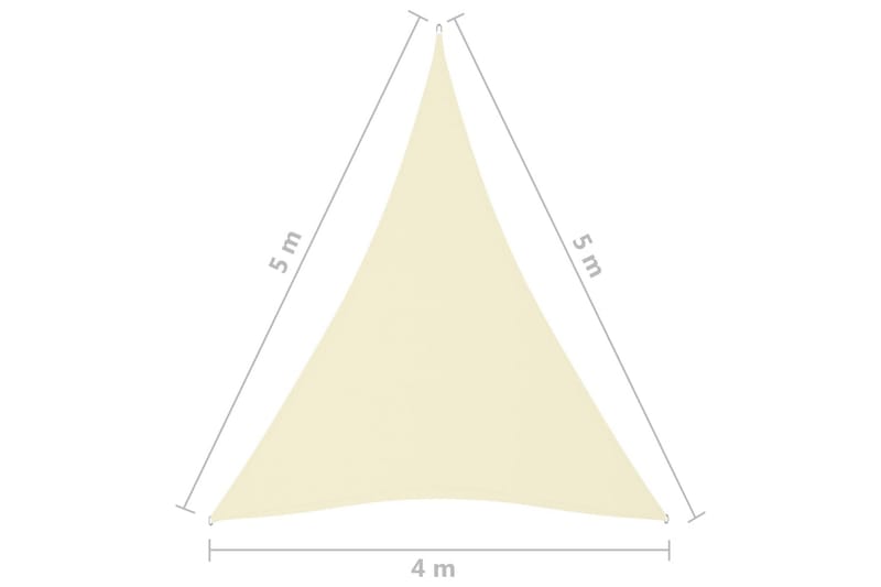 solsejl 4x5x5 m oxfordstof trekantet cremefarvet - Creme - Havemøbler - Solafskærmning - Solsejl