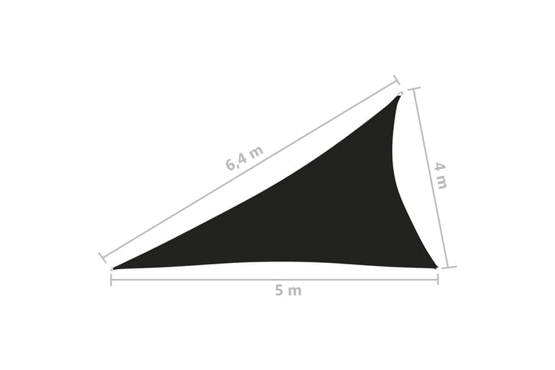 solsejl 4x5x6,4 m trekantet oxfordstof sort - Sort - Solsejl