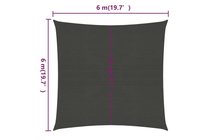 solsejl 6x6 m 160 g/m² HDPE antracitgrå - Antracit - Solsejl