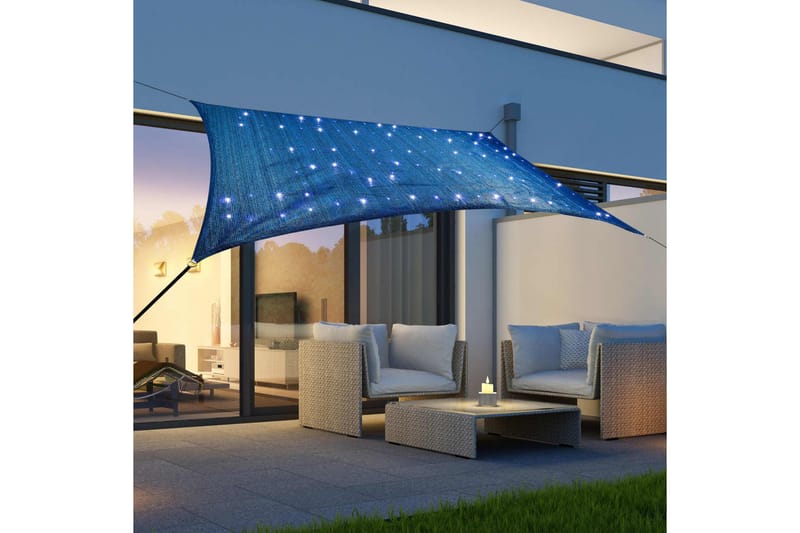 HI solsejl med 100 LED-lys 2x3 m blå - Blå - Solsejl