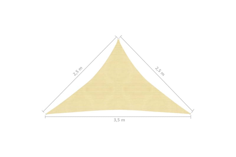 solsejl 160 g/m² 2,5x2,5x3,5 m HDPE beige - Beige - Solsejl