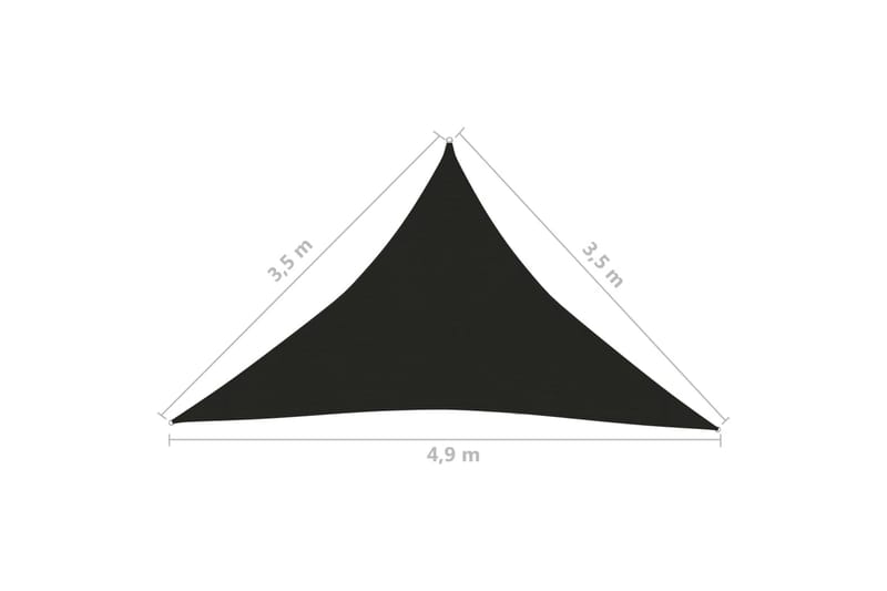 solsejl 160 g/m² 3,5x3,5x4,9 m HDPE sort - Sort - Solsejl