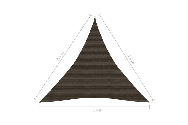 solsejl 160 g/m² 3,6x3,6x3,6 m HDPE brun - Brun - Solsejl