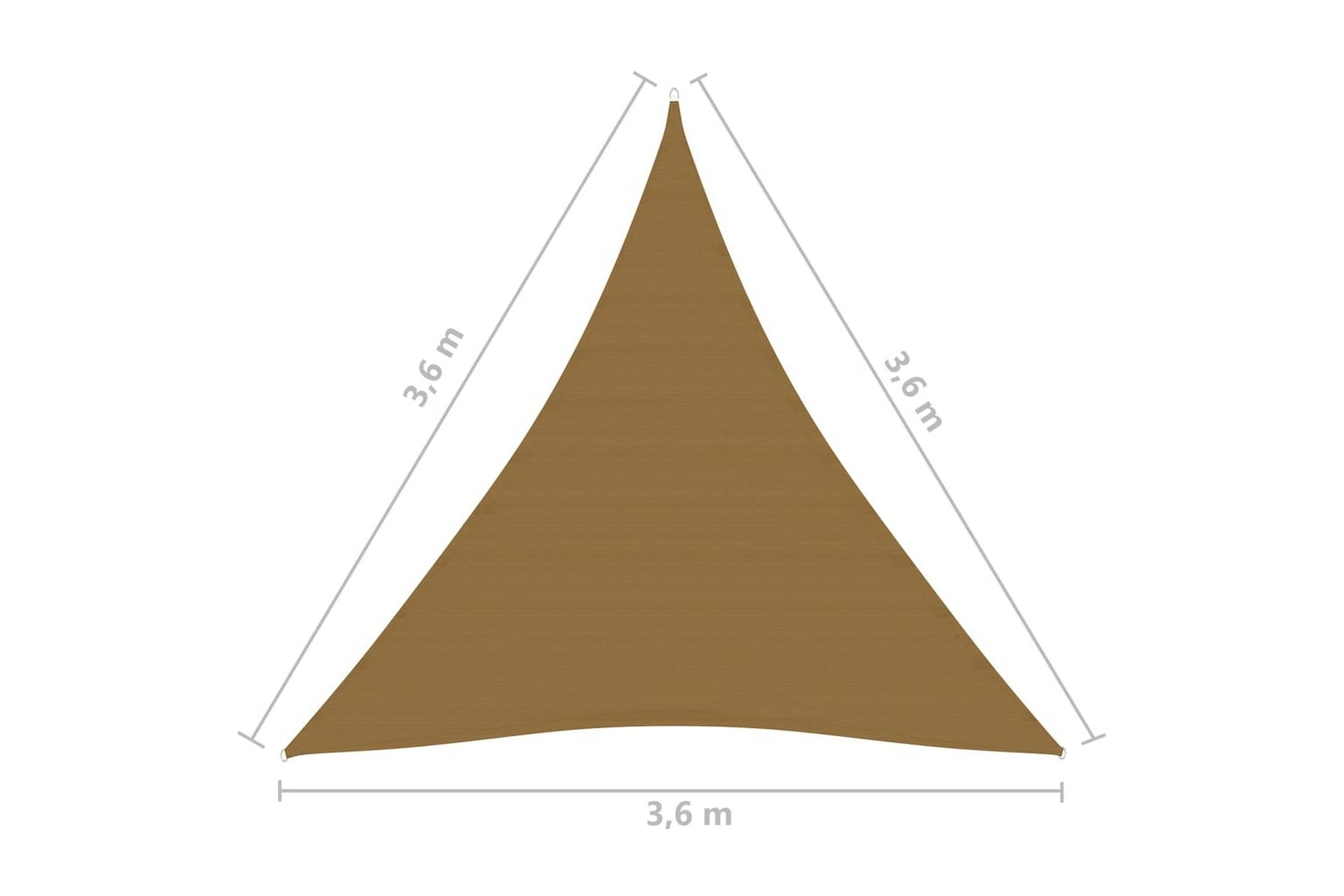 solsejl 160 g/m² 3,6x3,6x3,6 m HDPE gråbrun - Gråbrun - Havemøbler - Solafskærmning - Solsejl