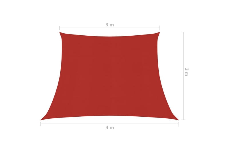 solsejl 160 g/m² 3/4x2 m HDPE rød - Rød - Solsejl