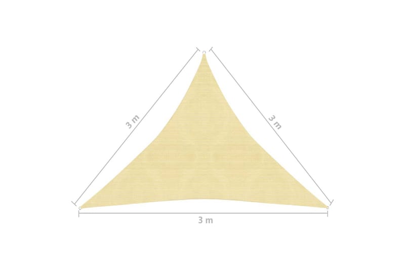 solsejl 160 g/m² 3x3x3 m HDPE beige - Beige - Solsejl