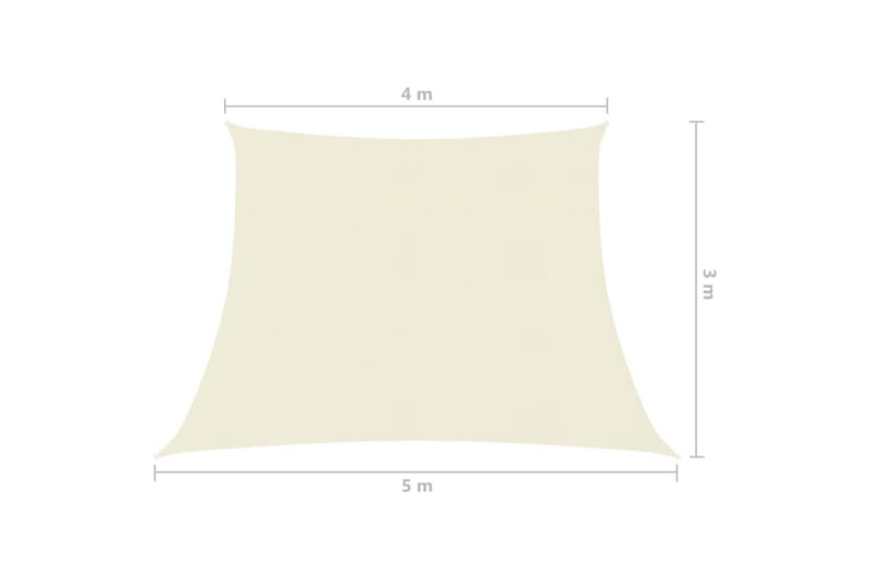 solsejl 160 g/m² 4/5x3 m HDPE cremefarvet - Creme - Havemøbler - Solafskærmning - Solsejl