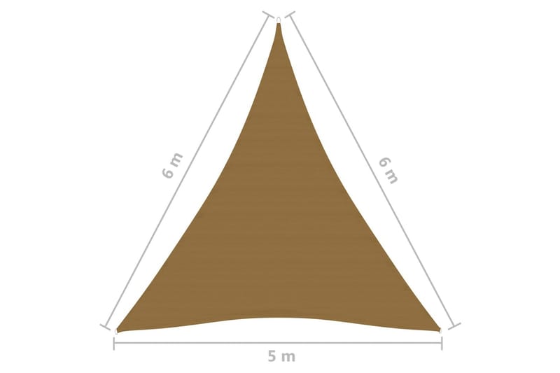 solsejl 160 g/m² 5x6x6 m HDPE gråbrun - Gråbrun - Solsejl