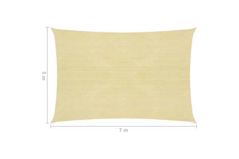 solsejl 160 g/m² 5x7 m HDPE beige - Beige - Solsejl