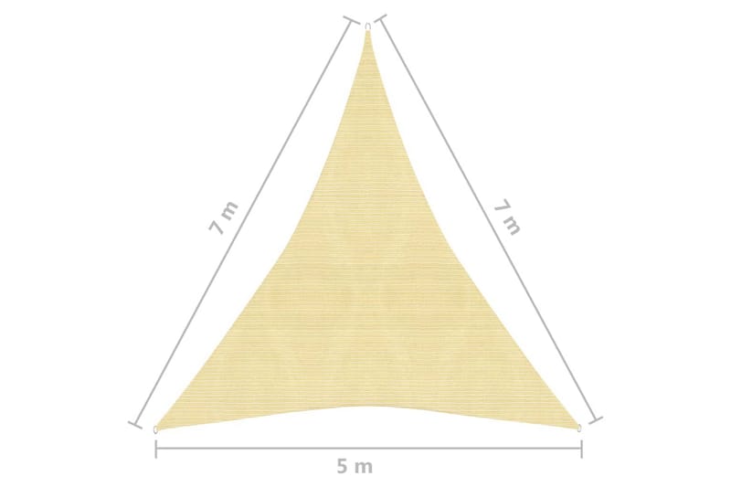 solsejl 160 g/m² 5x7x7 m HDPE beige - Beige - Havemøbler - Solafskærmning - Solsejl