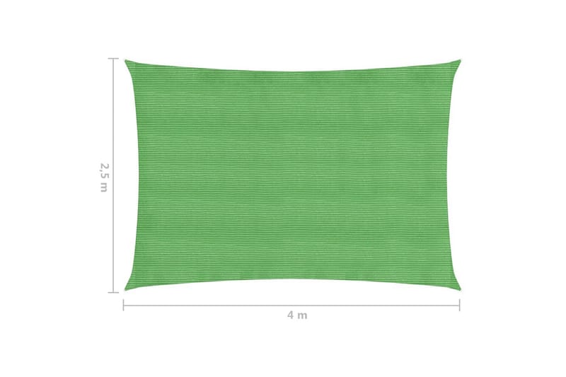 solsejl 2,5x4 m 160 g/m² HDPE lysegrøn - Grøn - Havemøbler - Solafskærmning - Solsejl