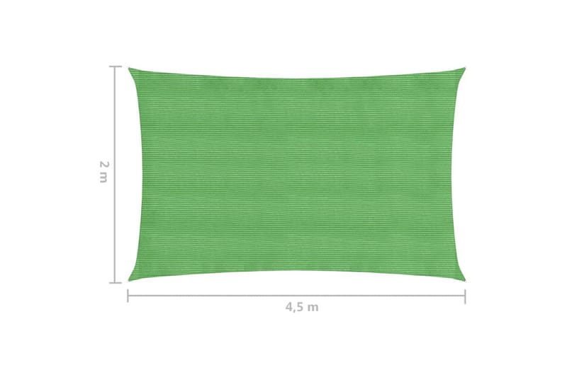 solsejl 2x4,5 m 160 g/m² HDPE lysegrøn - Grøn - Havemøbler - Solafskærmning - Solsejl