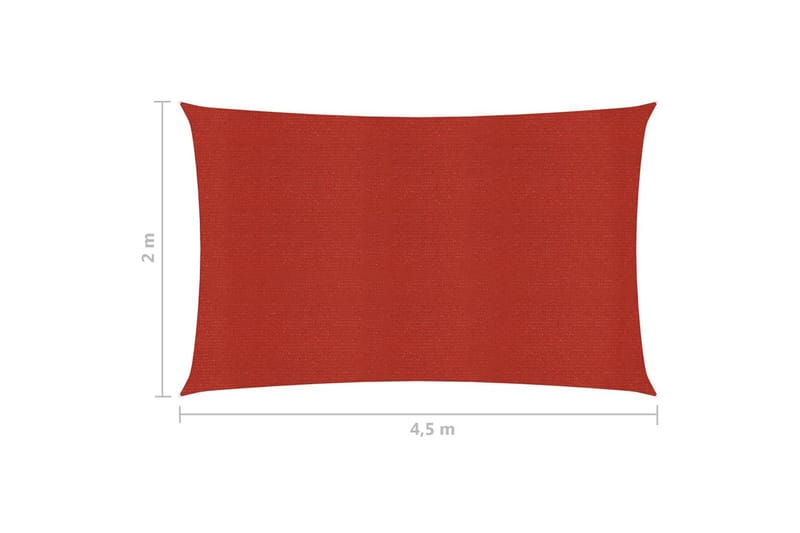 solsejl 2x4,5 m 160 g/m² HDPE rød - Rød - Havemøbler - Solafskærmning - Solsejl