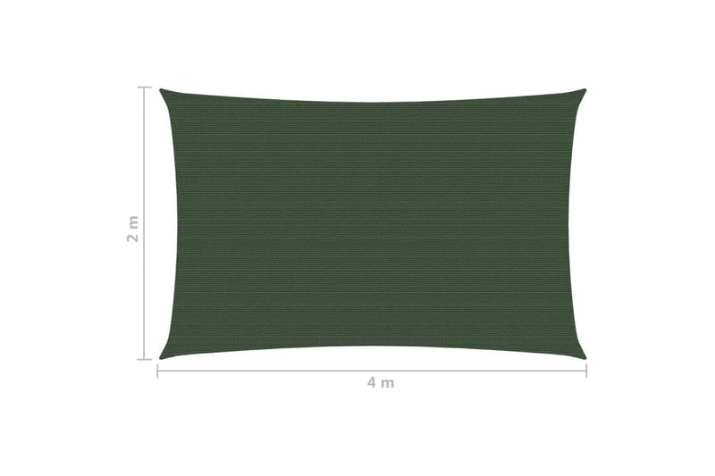 Solsejl 2x4 m 160 g/m² hdpe mørkegrøn - Grøn - Havemøbler - Solafskærmning - Solsejl
