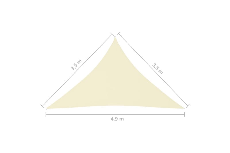 solsejl 3,5x3,5x4,9 m trekantet oxfordstof cremefarvet - Creme - Solsejl