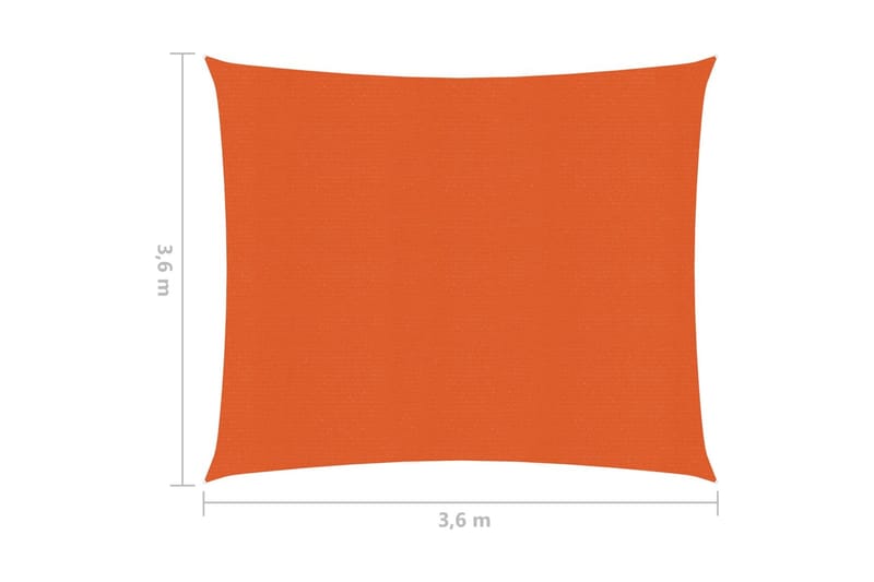 solsejl 3,6x3,6 m 160 g/m² HDPE orange - Orange - Solsejl