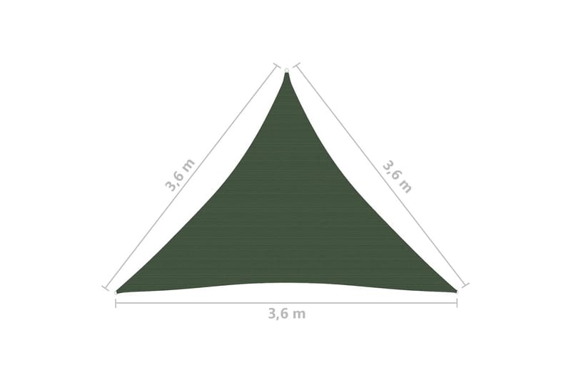 solsejl 3,6x3,6x3,6 m 160 g/m² HDPE mørkegrøn - Grøn - Solsejl