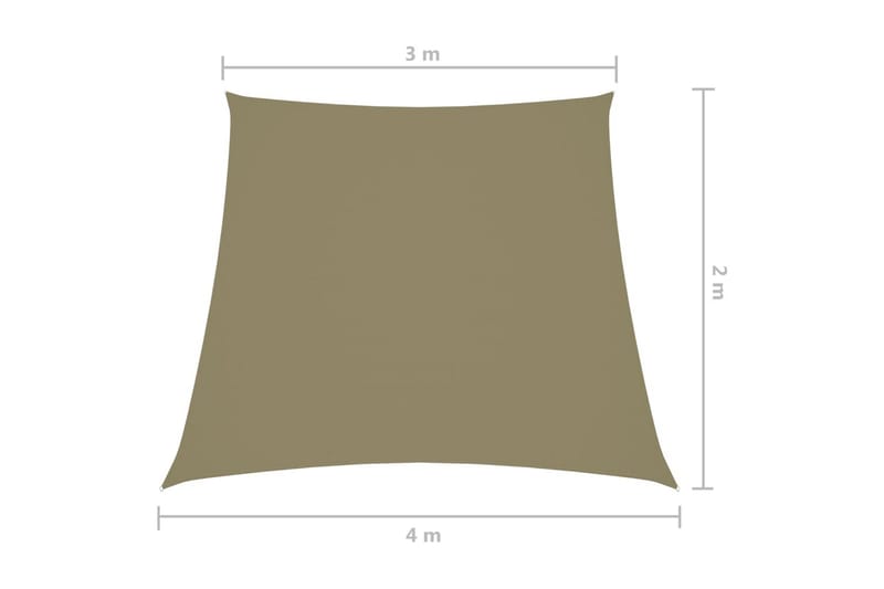 solsejl 3/4x2 m oxfordstof trapezfacon beige - Beige - Solsejl