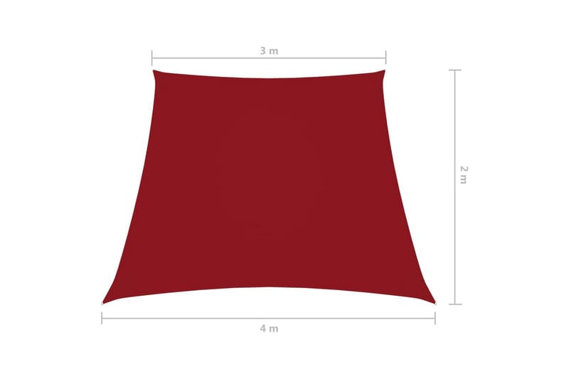 solsejl 3/4x2 m oxfordstof trapezfacon rød - Rød - Havemøbler - Solafskærmning - Solsejl