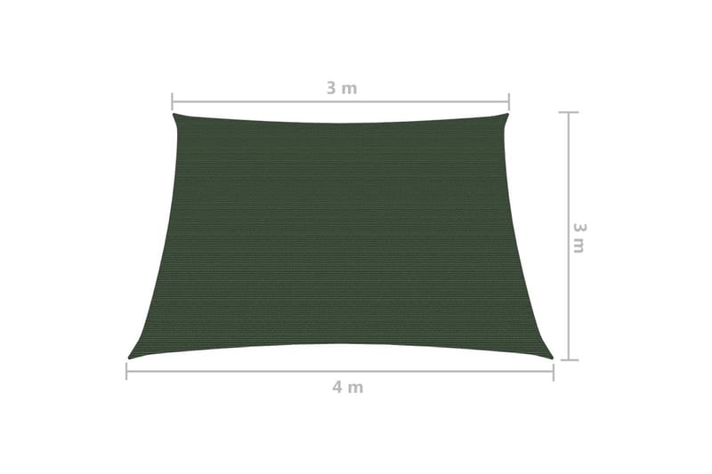 solsejl 3/4x3 m 160 g/m² HDPE mørkegrøn - Grøn - Solsejl