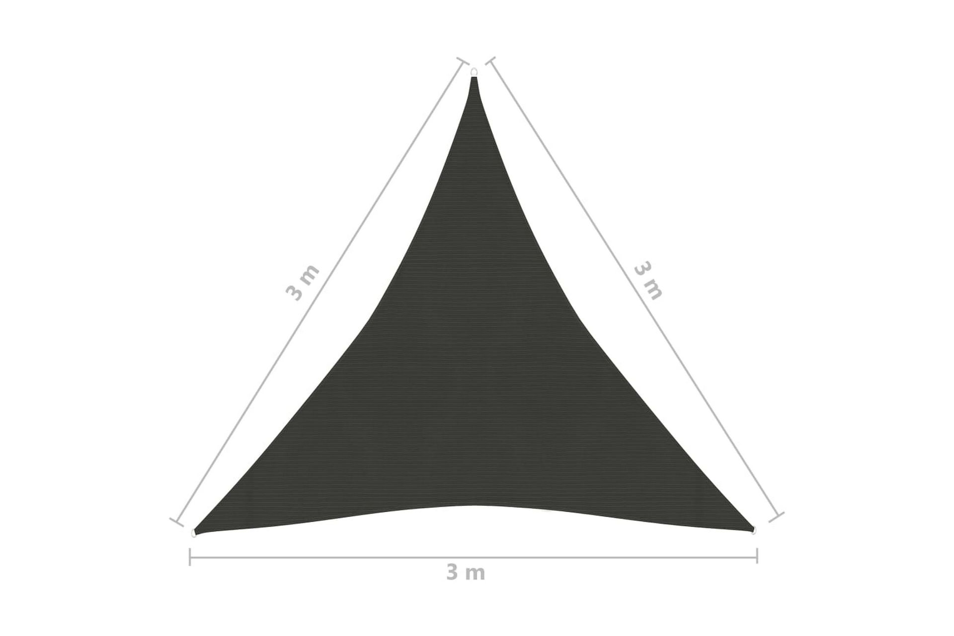 solsejl 3x3x3 m 160 g/m² HDPE antracitgrå - Antracit - Havemøbler - Solafskærmning - Solsejl