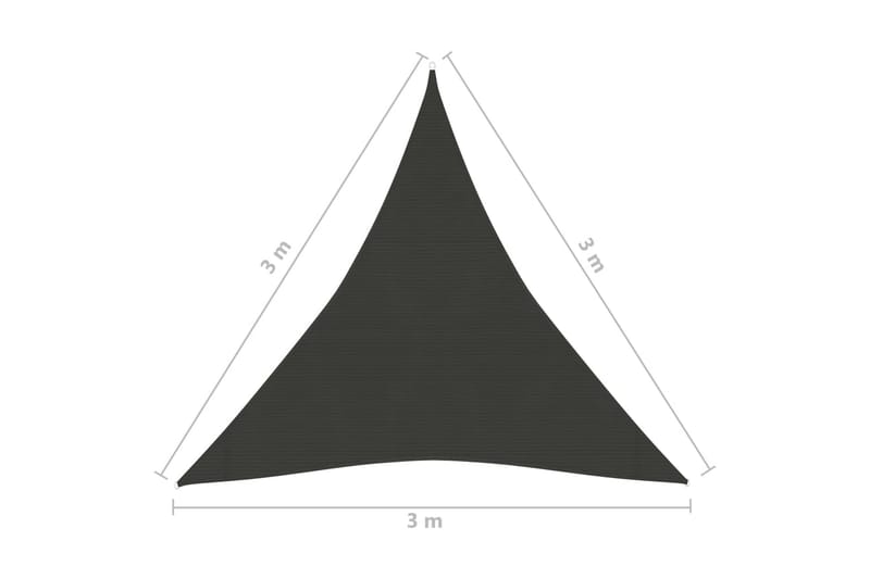 solsejl 3x3x3 m 160 g/m² HDPE antracitgrå - Antracit - Solsejl