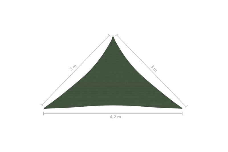 solsejl 3x3x4,2 m 160 g/m² HDPE mørkegrøn - Grøn - Havemøbler - Solafskærmning - Solsejl